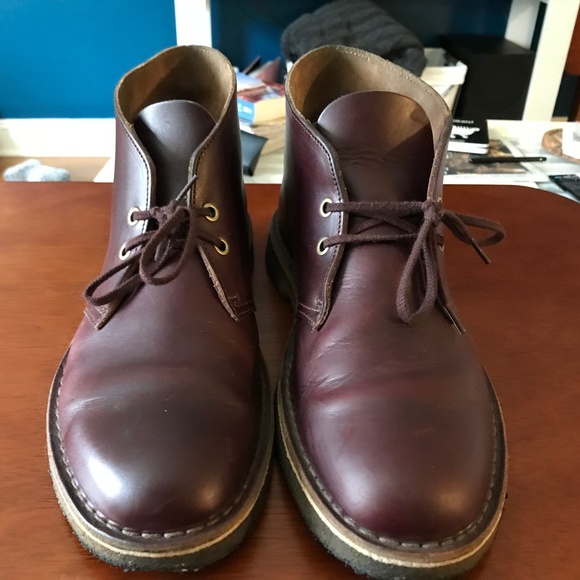 clarks wine leather desert boots